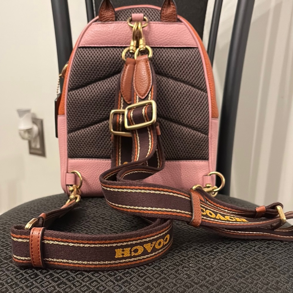 Coach Pink and Orange Leather Backpack - Picture 9 of 10